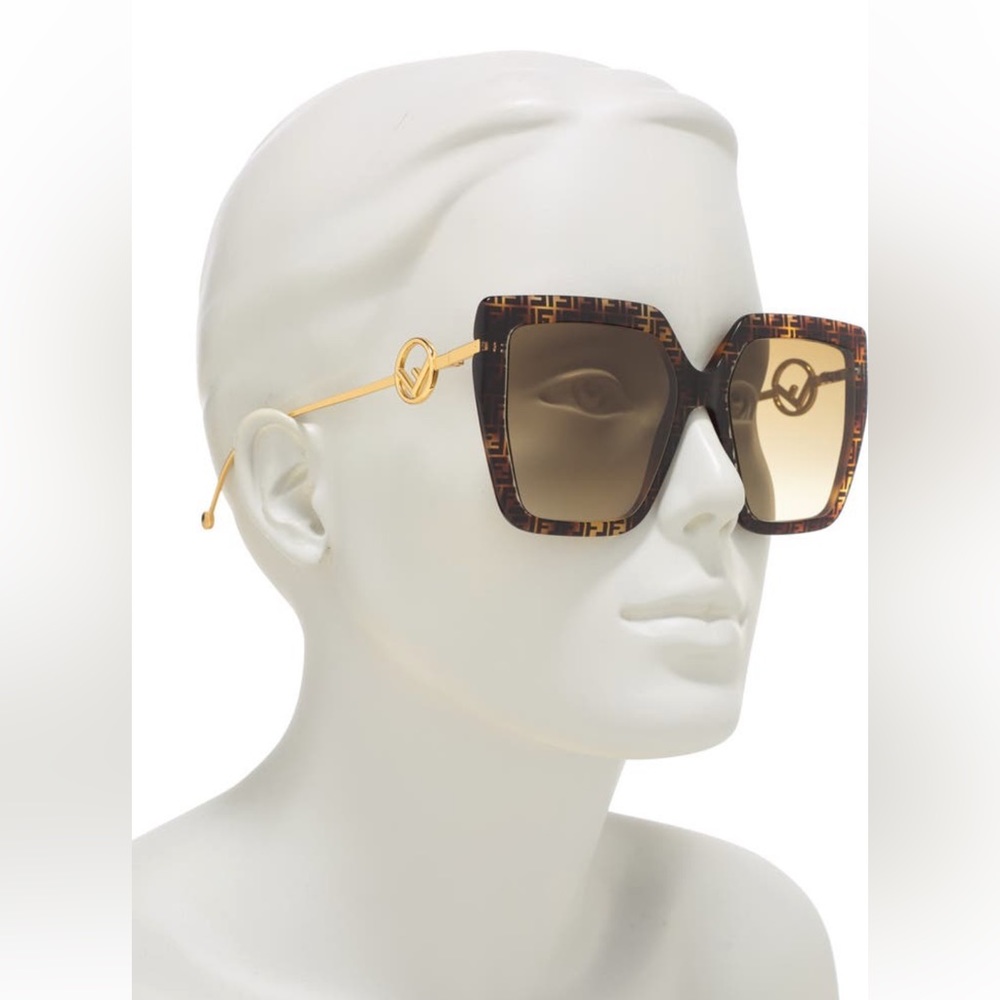 Fendi 56mm Oversized Logo Square Butterfly Sunglasses